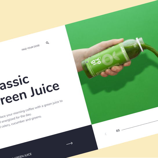 front page of juice product